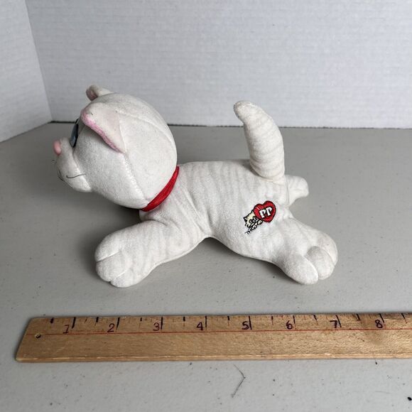 Vintage Pound Puppy Purries Kitty Cat White with Gray Stripes Tabby Plush 7" - Picture 3 of 13